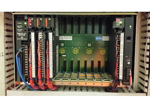 Figure 2: The photo shows a Rockwell PLC-5 remote input/output (I/O) chassis that is reaching the end of its lifecycle and is targeted for upgrade and replacement. Courtesy: TriCore Inc.