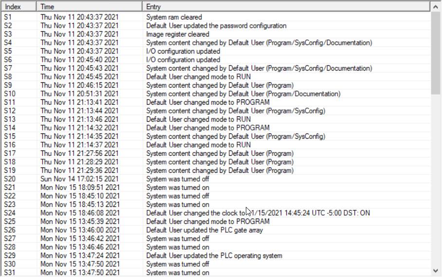 Figure 3: Activity auditing is an example of an IT-like capability being added to some of today’s PLCs, like the AutomationDirect BRX family, to provide users with essential tools for detecting and analyzing cybersecurity events. Courtesy: AutomationDirect
