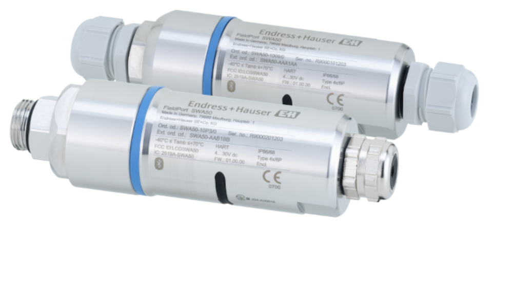 Figure 1: Endress+Hauser’s SWA50 WirelessHART/Bluetooth communication adapter enables any HART-compatible instrument to communicate wirelessly. Courtesy: Endress+Hauser