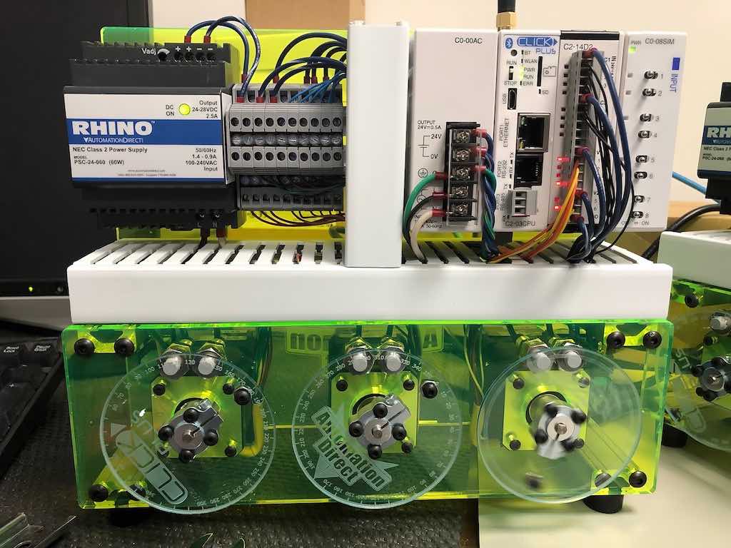 Figure 1: Some modern micro-PLCs, like the AutomationDirect Click Plus shown here, have been enhanced with high-speed pulse train outputs and a straightforward instruction set, making it practical, economical, and easy for users to implement motion control with open-loop stepper motors for smaller applications of three axes or less. Courtesy: AutomationDirect