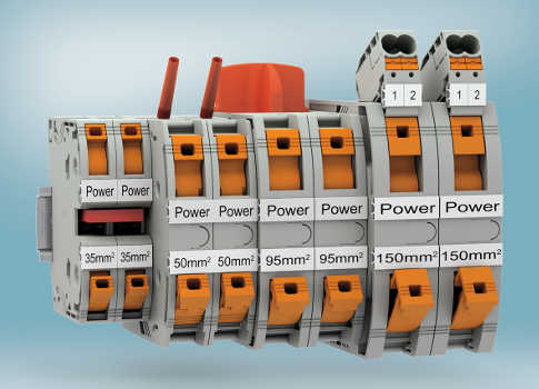 Phoenix Contacts Power Turn high-current terminals with maximum wire sizes from 10 AWG to 250 MCM, make it easy and secure to connect the conductors, using a standard screwdriver and single-level movement. Courtesy: Phoenix Contact
