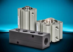 NITRA Pneumatics H-Series compact extruded body cylinders are offered in bore sizes from 12 to 100mm and stroke lengths from 5 to 100mm to meet a broad range of limited-space applications. Courtesy: AutomationDirect