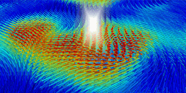 USC Viterbi researchers have created a new machine learning model to investigate how light polarizes materials like lead titanate into a vortex-shaped polarization pattern that vastly improves the material's energy-efficient properties. Courtesy: USC Viterbi
