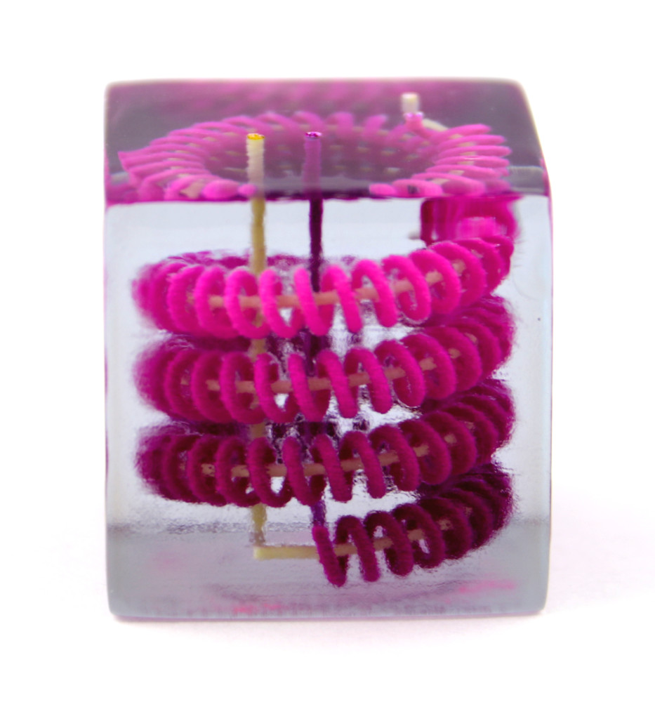 A spiraling pattern created by mixing solid and liquid 3D-printed materials. Courtesy : University of Colorado-Boulder
