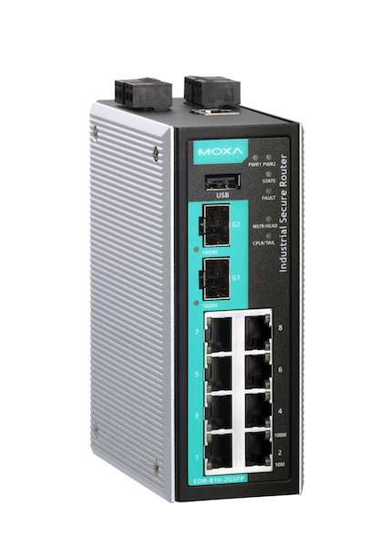 Network Integration - Ethernet hardware: The EDR-810 is a 10-port industrial-grade secure router with Firewall/NAT/VPN and managed L2 switching functions, which allows it to transmit data efficiently while protecting the network and critical devices from