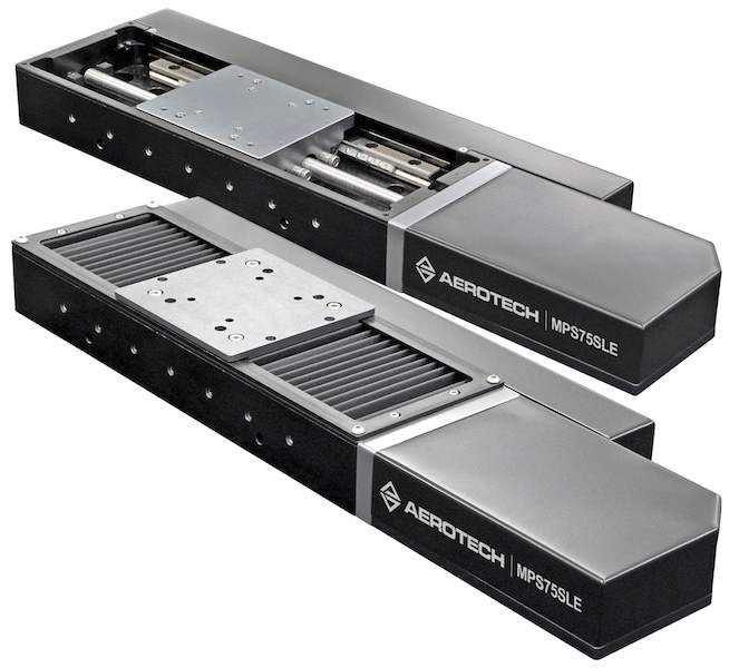 Aerotech's MPS75SLE linear position stage features a precision ground, preloaded ball-screw coupled has low thermal expansion and motor options like a DC servomotor with a high-resolution rotary encoder or a stepper motor. Courtesy: Aerotech