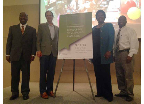 Kenneth Hill, founder of ChiS&E, Jim Langhenry, co-founder of CFE Media, Lori Washington, alumni of ChiS&E and manager at BP, and Mr. Slater, parent of Melvin Slater at the event. Courtesy: Joy Chang, CFE Media