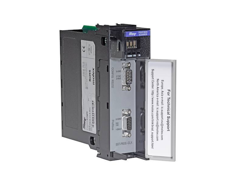 Molex's Brad SST communication modules connect Rockwell ControlLogix as a slave to Profibus DP-V0 network. Courtesy: Molex