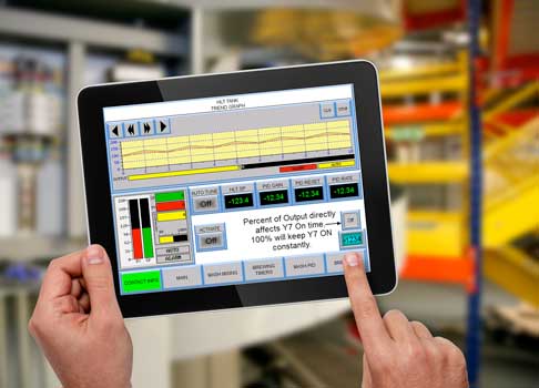 Figure 4: Operator interface can be either local at the machine’s hardwired operator interface panel or remote via a smartphone or tablet. The C-more HMI offers an extremely low-cost app for use with iPads and iPhones, and access to and from the HMI from