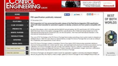 FDI Cooperation LLC announced public release of the Field Device Integration (FDI) specification, making it possible for automation suppliers to develop products and host systems compatible with FDI. A common Integrated Development Environment (IDE) will