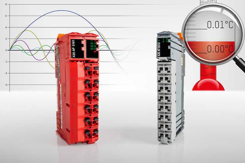 B&R Automation's X20 I/O system series has added a temperature measurement module, the X20ATB312, and a power measurement module, the X20AP3161, to their series. Courtesy: B&R Automation