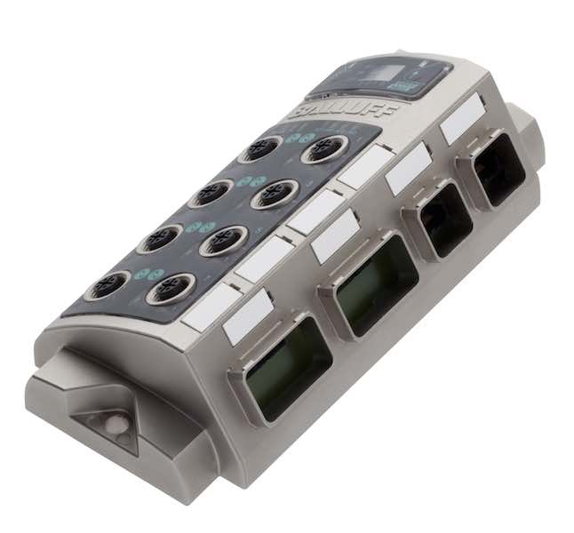 Balluff's push-pull variants of their Profinet IO-Link master modules are available with a fiber-optic cable or copper cable connection and an integrated display for information and additional diagnostics. Courtesy: Balluff