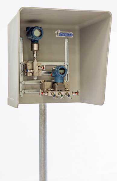 The CubeShade by Intertec is a process instrumentation sunshade designed to shield equipment from solar radiation as well as corrosion from salt and common petrochemicals. Courtesy: Intertec