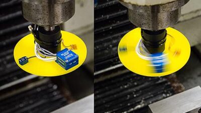 The miniature Slice data recorder from DTS is designed to be mounted directly on the test article so no slip rings and no telemetry are required and can be used in rotating applications like automotive, aerospace, and military. Courtesy: DTS