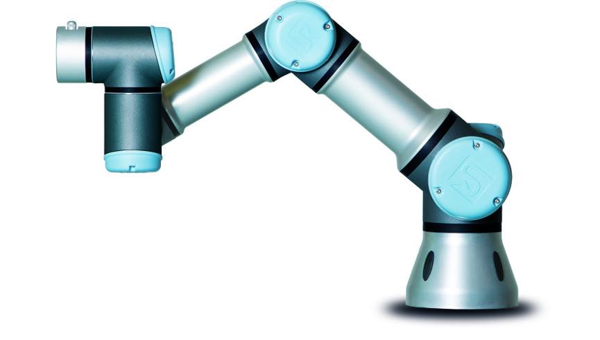 Universal Robots' UR3 robot is designed to operate in harsh environments with toxic or hazardous materials and features a 360-deg rotation on all wrist joints. Courtesy: Universal Robots