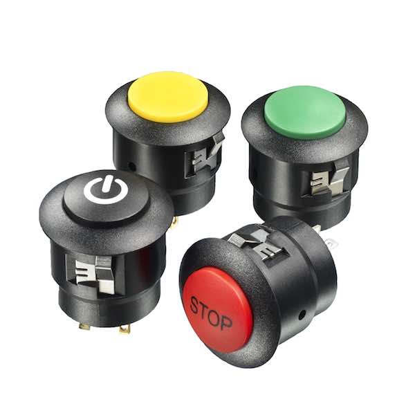 Apem's FP26 is a 26mm snap-in pushbutton that comes with an illuminated option and in single and double pole and is designed for dimly lit applications such as instrumentation, security, medical, and industrial automation. Courtesy: Apem