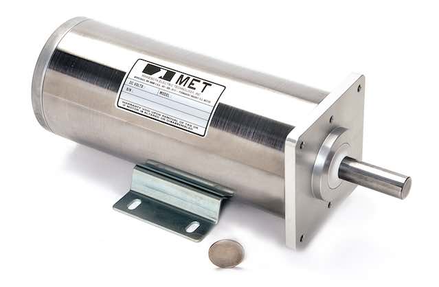 Minnesota Electric Technology (MET) high current brush DC motors in their popular 3.6-in. frame size. These high current DC motors are available in both 12 Vdc and 24 Vdc models that utilize brush materials that allow them to operate at higher current lev