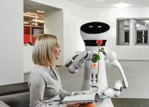 The touchscreen on the robot’s head gives it a friendly and likeable mannerisms. Courtesy: CiA