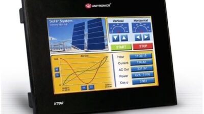 Unitronics’ Vision700 is an all-in-one compact programmable logic controller (PLC) with an expansive 7-in. color touchscreen with a variety of input/output (I/O) modules and expansion options and can use both snap-in I/O modules that plug directly into th