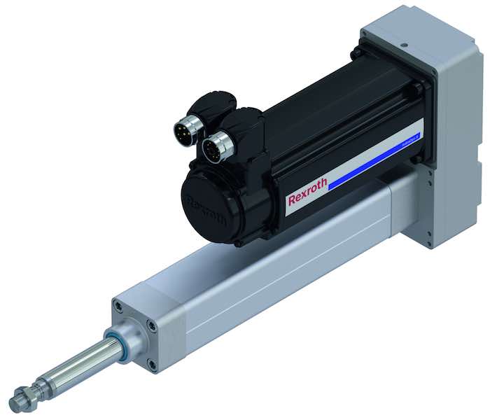 Bosch Rexroth's second generation EMC electromechanical cylinder has IP65 protection and is suitable for applications with frequent cleaning cycles in the food industry and has no recesses or slots in which dirt can be trapped. Courtesy: Bosch Rexroth