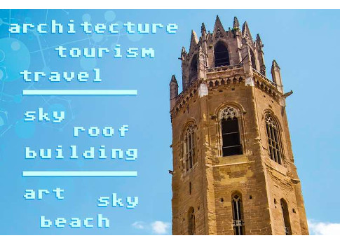 Flickr users tagged a photograph similar to this one "architecture," "tourism," and "travel." A machine-learning system that used a novel training strategy developed at MIT proposed "sky," "roof," and "building"; when it used a conventional training strat