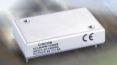 Power Sources Unlimited's ECBL40W-110 Series 40W DC-DC converters are designed for railway, power architectures, and industrial applications and are efficient up to 91%. Courtesy: Power Sources Unlimited