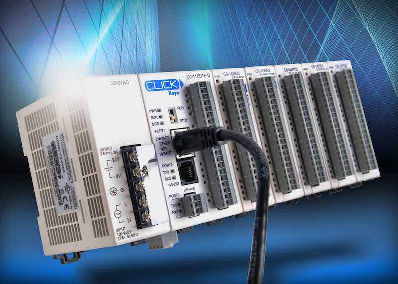 AutomationDirect's Ethernet Basic and Ethernet Standard programmable logic controllers (PLCs) feature a built-in 10/100 Mbps Ethernet communications port for programming and Modbus TCP networking. Courtesy: AutomationDirect
