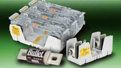 AutomationDirect's Edison modular knifeblade fuse blocks for Class J and Class R fuses are designed to simplify design and enhance safety and have a built-in lockout/tagout feature that prevents unauthorized fuse insertion or removal. Courtesy: Automation