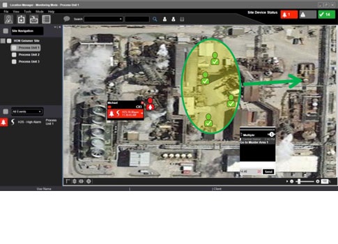 Figure 4: Honeywell worked with an integrated LNG business to provide a gas leak alarm system in its administration area. Regulatory requirements stipulated the alarm must sound within 3 seconds of detecting a leak, and that audible (horns) and visual (be