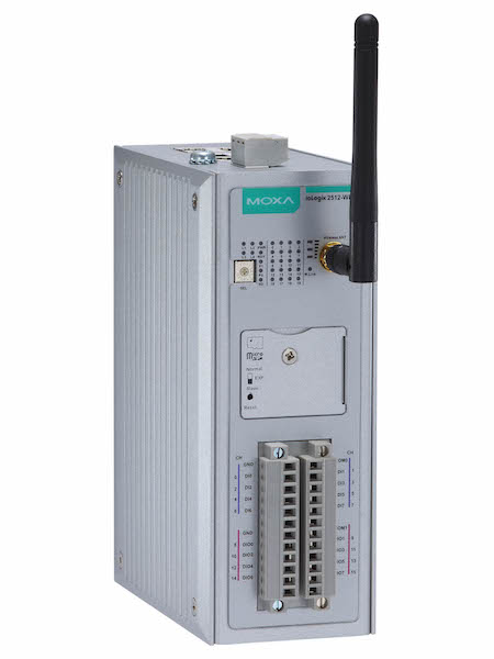 Moxa's ioLogik 2542-WL1 and 2512-WL1 (pictured) remote data acquisition devices are designed to support Ethernet, serial and WLAN interfaces for Industrial Internet of Things applications. Courtesy: Moxa