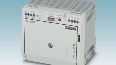 Phoenix Contact's UNO-UPS is a compact 24 Vdc uninterruptible power supply (UPS) designed to provide standby power for compact controllers, programmable logic controllers (PLCs), human-machine interfaces (HMIs) and other low-power devices. Courtesy: Phoen
