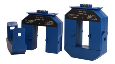 NK Technologies' CT-MS is a 5A secondary current transformer with a split-core design and is designed for installation over large wires or bus bars. Courtesy: NK Technologies