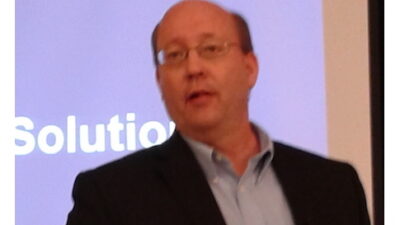 Fred Yentz, CEO of Telit IoT Platforms, talked about the company's plans to connect manufacturing assets to any enterprise system, vertically and horizontally at the 20th Annual ARC Industry Forum. Courtesy: Mark T. Hoske, Control Engineering, CFE Media