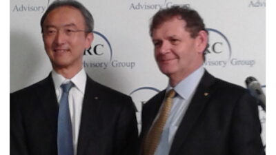 Satoru Kurosu (left) and Simon Wright (right) from Yokogawa discussed creating customer value and cloud-based solutions at the 20th Annual ARC Industry Forum on February 8 in Orlando, Fla. Courtesy: Mark T. Hoske, Control Engineering, CFE Media