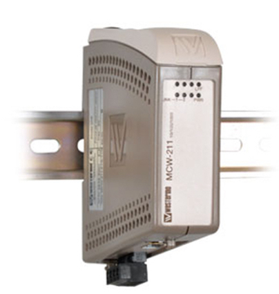 Westermo's SDW-541-F1G-T4G and SDW-550-T5G Gigabit switches and the MCW-211-F1G-T1G (pictured) media converter are suitable for heavy industrial, maritime and rail trackside data communication networks. Courtesy: Westermo