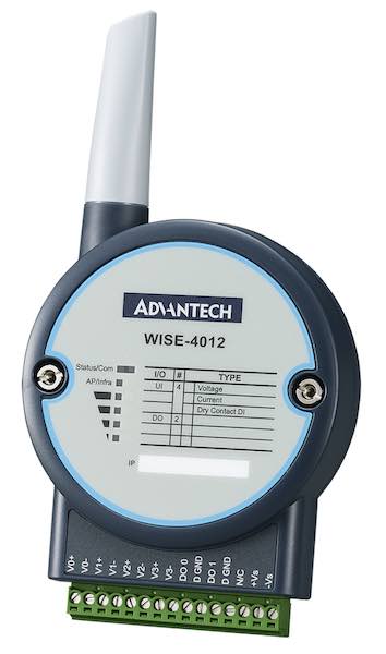 Advantech's Wise-4012 wireless Ethernet I/O module is designed to be used without the need for a gateway and has provide a flexible combination of I/Os to acquire different kinds of signals. Courtesy: Advantech