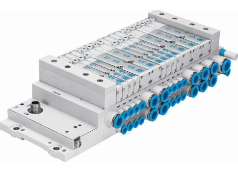 Figure 1: A single manifold with valves that are mixed and matched with various functionalities. Courtesy: Festo