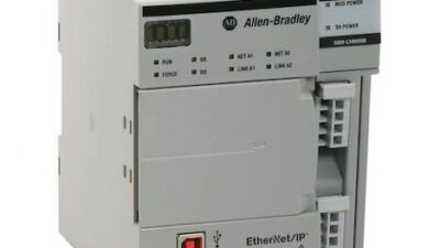 The Allen-Bradley CompactLogix 5380 controller from Rockwell Automation is ideal for high-speed applications with up to 20 axes of motion and features a dual-configurable, 1-GB Ethernet port that supports device-level-ring (DLR) topologies or the use of m