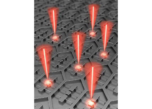 Researchers at MIT and Sandia National Laboratories have designed a device that is an array of 37 microfabricated lasers on a single chip. Its power requirements are relatively low because the radiation emitted by all of the lasers is “phase locked,” mean