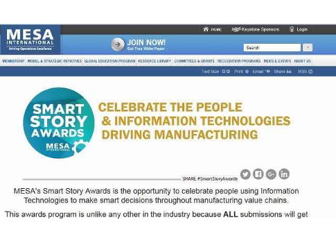 Manufacturing Enterprise Solutions Association (MESA) International seeks examples about making manufacturing smarter, highlighted in its Smart Story Awards. Courtesy: MESA