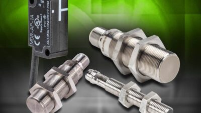 AutomationDirect's M-series cylindrical magnetic DC proximity sensors are now available in 8, 12, and 18mm sizes and are available with sensing distances of 0 to 70mm. Courtesy: AutomationDirect