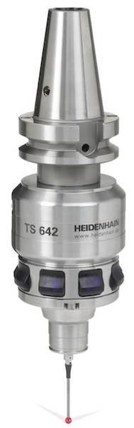 Heidenhain's TS 642 is a universal replacement for the touch probes of Heidenhain's TS 6xx series and allows the original transceiver to remain in the machine after the transfer. Courtesy: Heidenhain