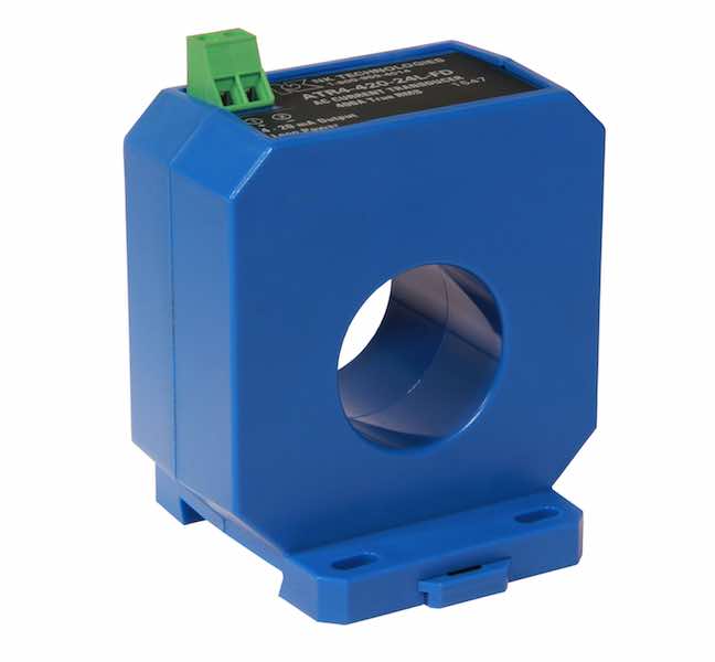 NK Technologies' AT/ATR-FD current transducer series is designed for monitoring large machines, water delivery and treatment, and generators and accommodates wire sizes for loads up to 400 A. Courtesy: NK Technologies