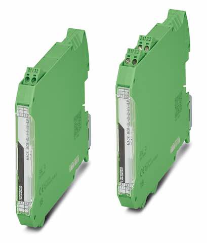 Phoenix Contact's MACX Analog family has added two-way, input-loop-powered isolators that have up to SIL 3 functional safety data. and allow operation on active sensor technology with a supply voltage of 6 V to 30 V dc. Courtesy: Phoenix Contact