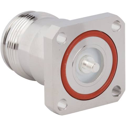 Amphenol RF's 4.3-10 series of connectors and adapters are designed for wireless applications requiring low passive intermodulation (PIM) and are IP67-compliant. Courtesy: Amphenol RF