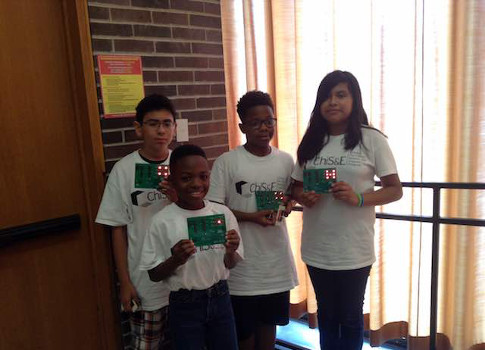 6th and 7th graders showcasing their engineering products at the 2016 ChiS&E Summer Math & Science Enrichment Program closing ceremony. Image courtesy: Joy Chang, CFE Media