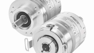 Turck's RS-107/108 and RM-105/106 EtherNet/IP enabled encoders provide an optical based encoder solution and are designed for automotive production, logistics, metal processing, and printing and packaging machine applications. Courtesy: Turck