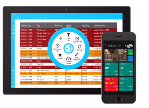 Iconics’ MobileHMI alarm viewer v10.95 provides mobile access to alarm information. Courtesy: Iconics