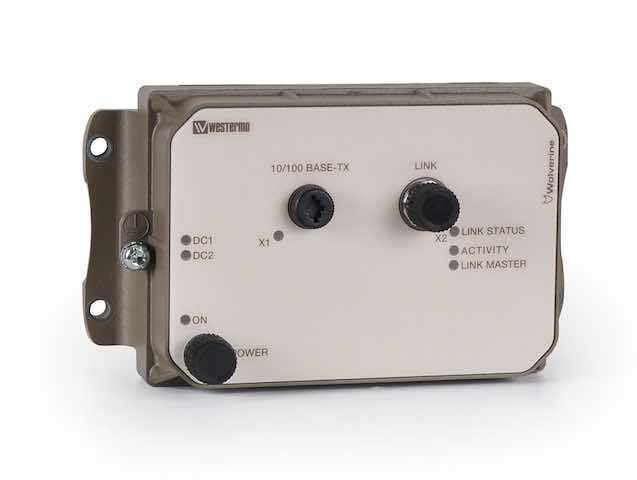 Westermo's DDW-002-B1 is an industrial Ethernet extender designed to interconnect Ethernet networks within rail cars using the existing cables in the train coupling. Courtesy: Westermo