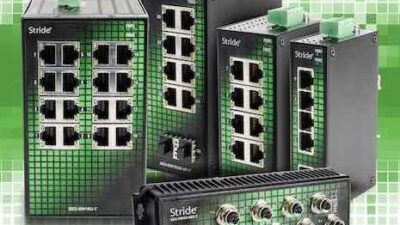 AutomationDirect’s SE2 DIN-rail Stride unmanaged industrial Ethernet switches offer up to 16 ports and select models are IP65-rated to withstand washdown environments. Courtesy: AutomationDirect
